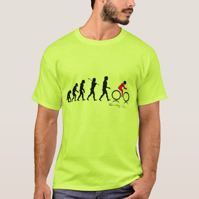 Camiseta Evolução do Homem em esportista ciclista (Frente)