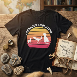 Camiseta Evolução do Labrador Silhueta Branca Engraçada Pôr