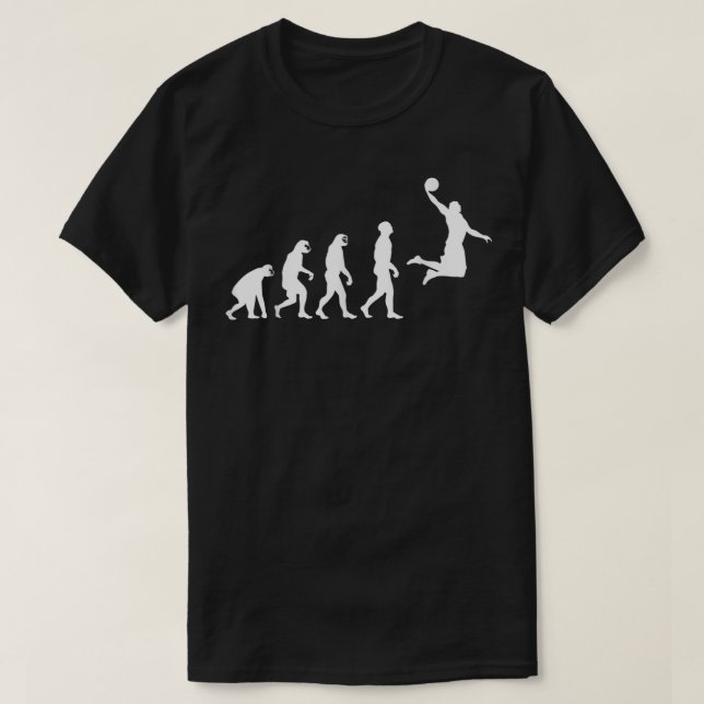 Camiseta Evolução do Macaco-Macaco até à Jogada de Basquete (Frente do Design)