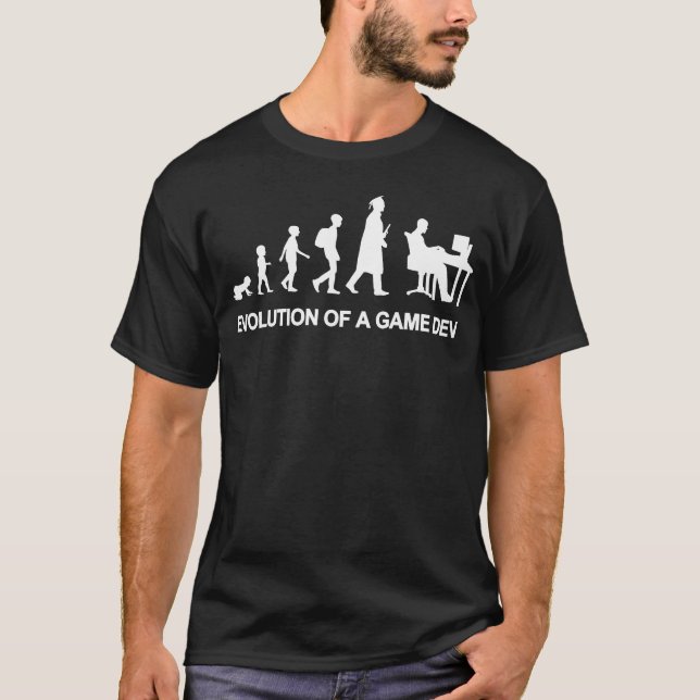 Camiseta Evolução do menino desenvolvedor de jogos (Frente)
