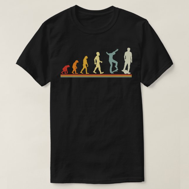 Camiseta Evolução do skate O elétrico de uma roda (Frente do Design)