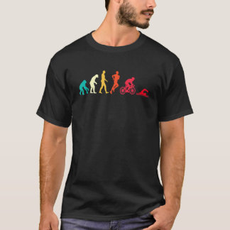 Camiseta Evolução do Triatlo Gráfico Correndo Nadando Bikin