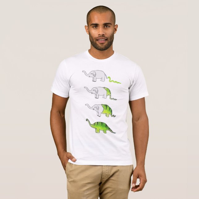 Camiseta evolução dos elefantes aos dinossauros (Frente Completa)