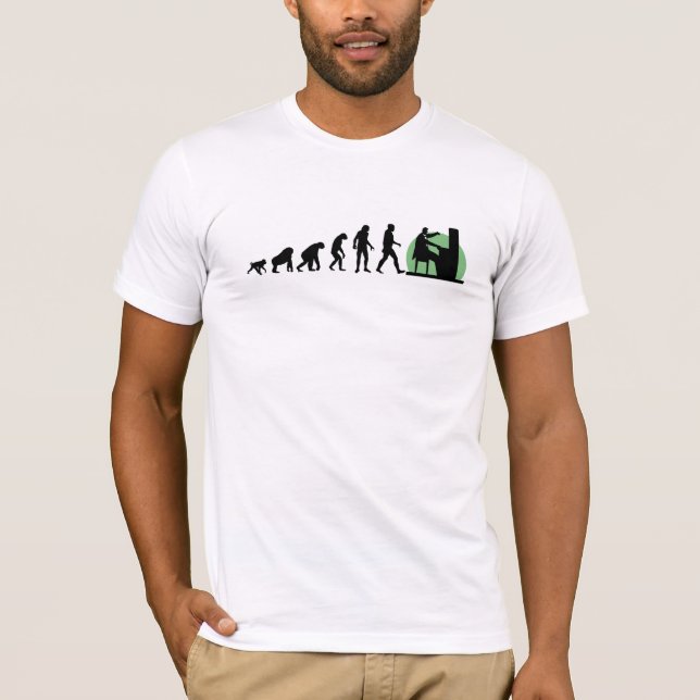 Camiseta Evolução humana: Pianista (Frente)