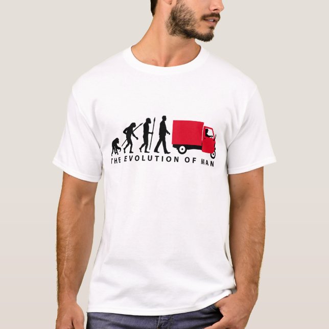 Camiseta Evolução of ele Piaggio Ape mini transporter (Frente)