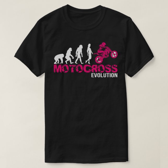Camiseta Evolução perfeita de um presente de Mulher Motocro (Frente do Design)
