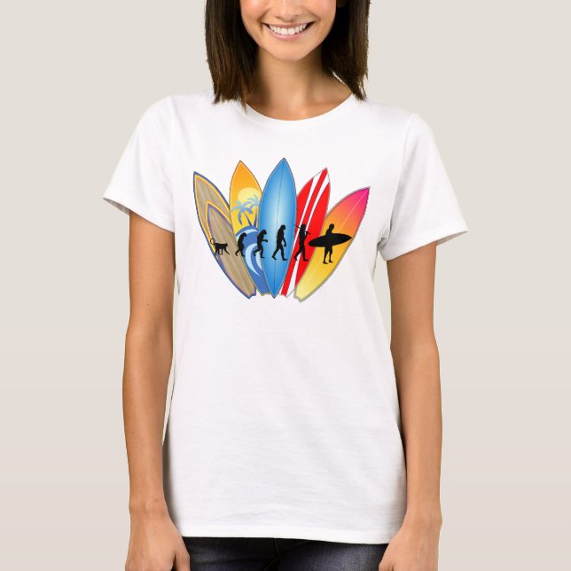 Camiseta Evolução surfando (Frente)