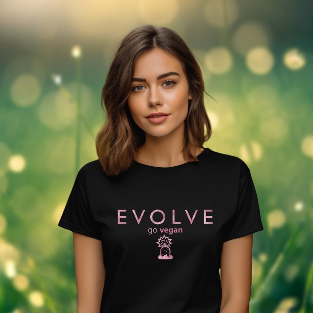 Camiseta Evoluir, Ir Vegan, Ativismo das Folhas Rosa (Criador carregado)