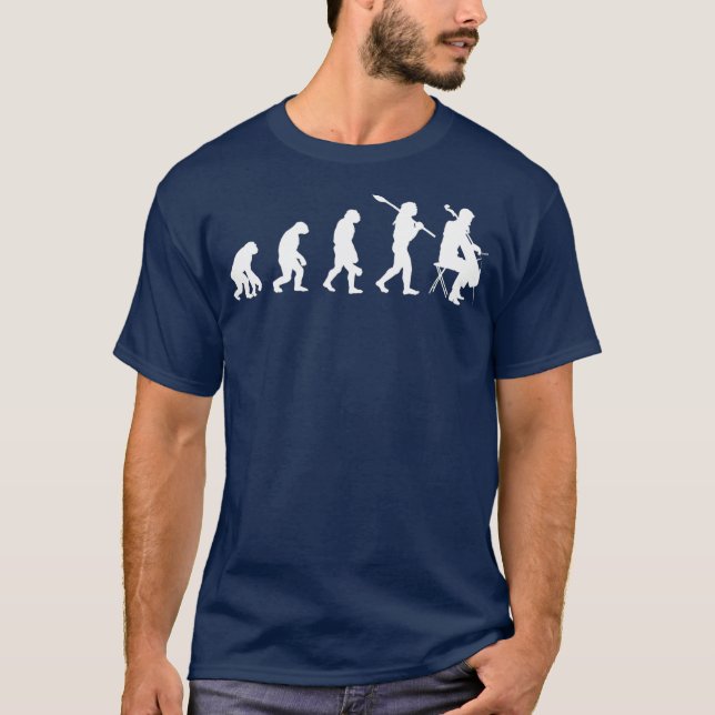 Camiseta Evolution Cellist Jazz Músico Presente Cello (Frente)