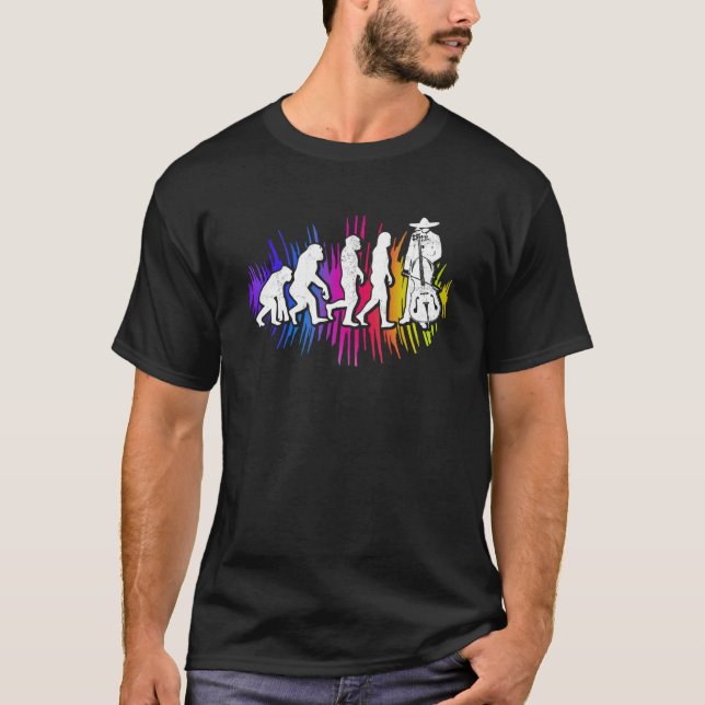Camiseta Evolution Double Bass Player Musician Contrabass (Frente)