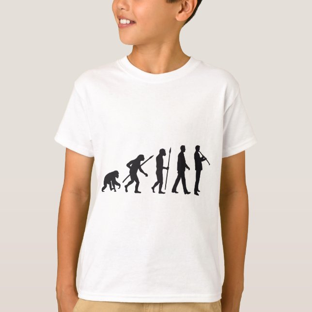Camiseta evolution of ele clarinet player (Frente)