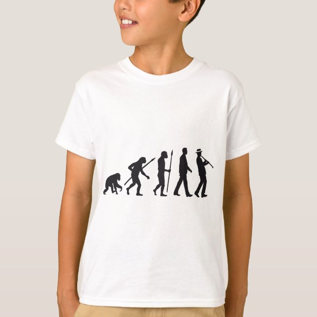 Camiseta evolution of ele clarinet player (Frente)