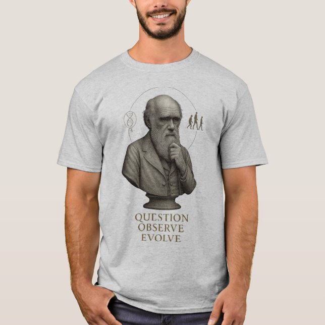 Camiseta EVOLUTION OF THOUGHT – Question. Observe. Evolve. (Frente)