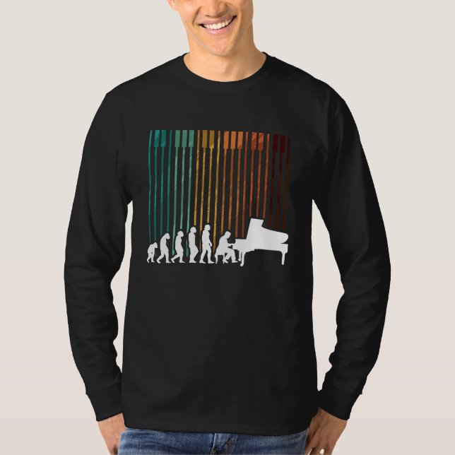 Camiseta Evolution Piano Musician Keyboard Orchestra (Frente)