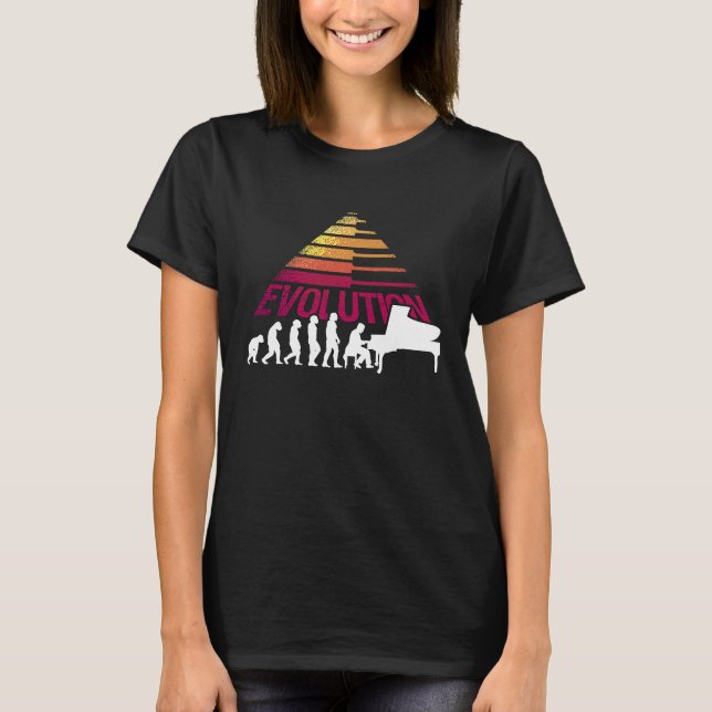Camiseta Evolution Piano Musician Keyboard Orchestra  3 (Frente)