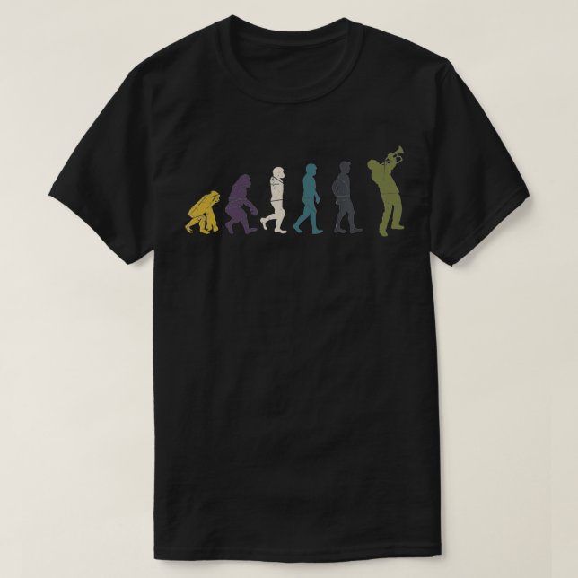 Camiseta Evolution Trumpeter Gift Jazz Lover Marching Trump (Frente do Design)