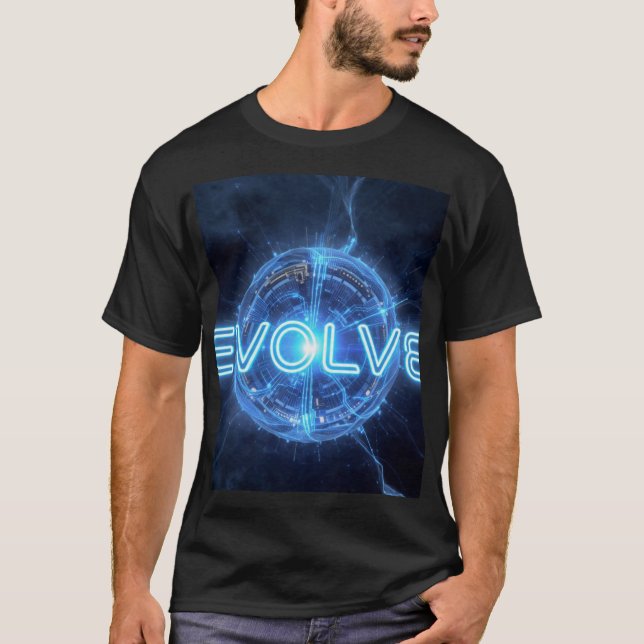 Camiseta EVOLVE Neon Blue Digital Sphere | Tech Ev (Frente)
