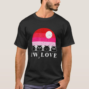 Camiseta Ew Love Cat Dia de os namorados Retro Kitt Gatinho