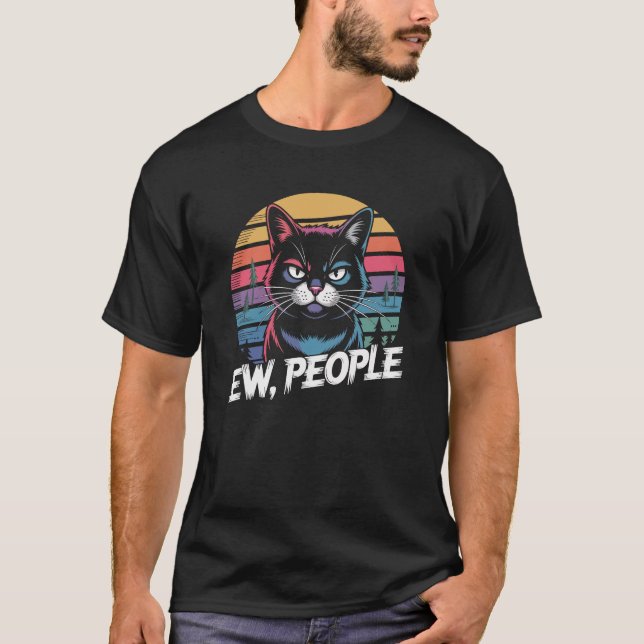 Camiseta Ew People Black Cat Funny (Frente)