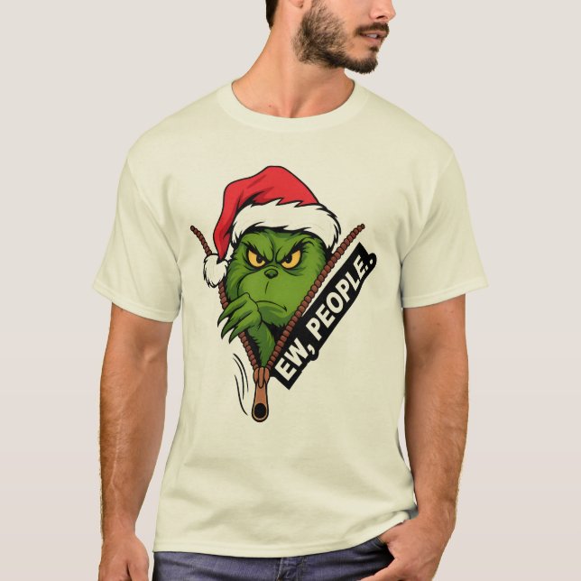 Camiseta Ew People – Funny Christmas Green Monster Shirt (Frente)