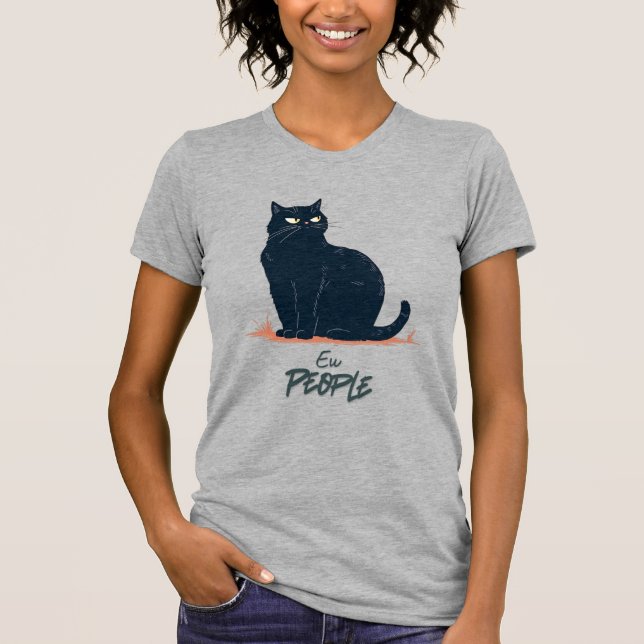 Camiseta Ew People Funny Introvert Cat Vintage (Frente)