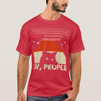 Camiseta Ew People Retro Cat Funny Vintage Introvert T-shir