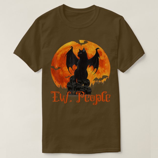 Camiseta Ew Pessoas Black Cat Bat Wings Halloween (Frente do Design)