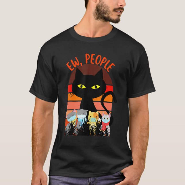 Camiseta Ew Pessoas Black Cat Mask Quarantine Vintage (Frente)