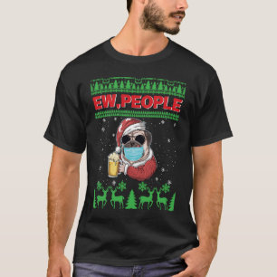 Camiseta Ew Pessoas Black Pug Dog Face Mask Ufly Christmas