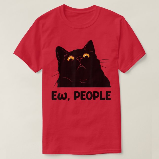 Camiseta Ew pessoas engraçadas amante de Black Cat para mul (Frente do Design)