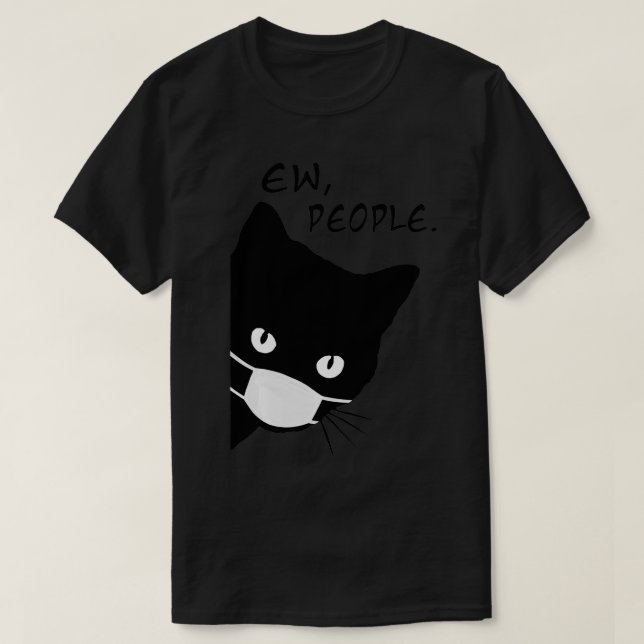 Camiseta Ew Pessoas Engraçadas Gato Preto Máscara de Gato M (Frente do Design)