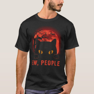 Camiseta Ew Pessoas Negra Engraçada Olhos Mau Gato Cabeludo