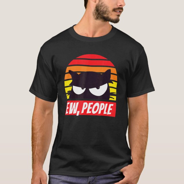 Camiseta Ew Pessoas Sarcastic Cat Vintage Sunset (Frente)