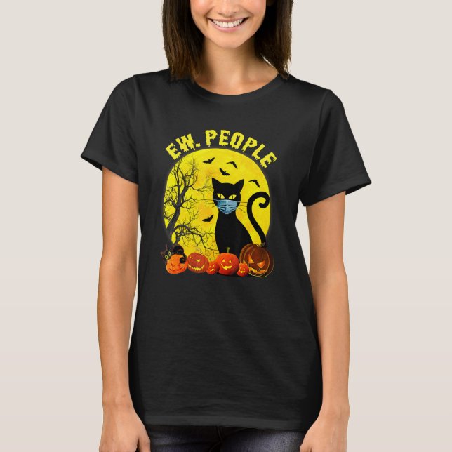 Camiseta Ew Pessoas Scary Cat Dia de as Bruxas engraçado Qu (Frente)