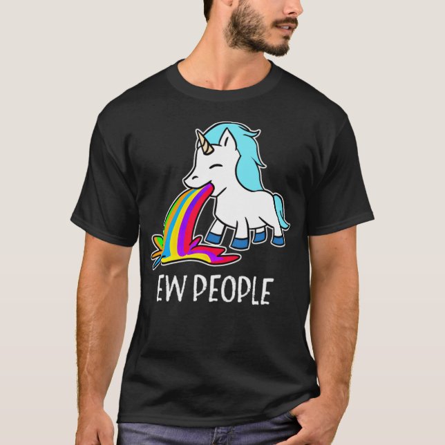 Camiseta Ew, Pessoas Unicorn Vomitando animação engraçada d (Frente)