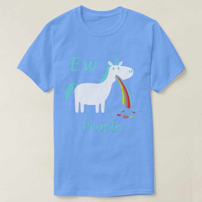 Camiseta Ew Pessoas Unicorn Vomitando o Arco-Íris Engraçado (Frente do Design)
