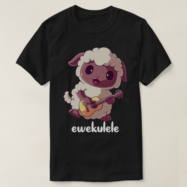 Camiseta Ewekulele Sheep Ukulele Pun Guitarrista Farmer H (Frente do Design)