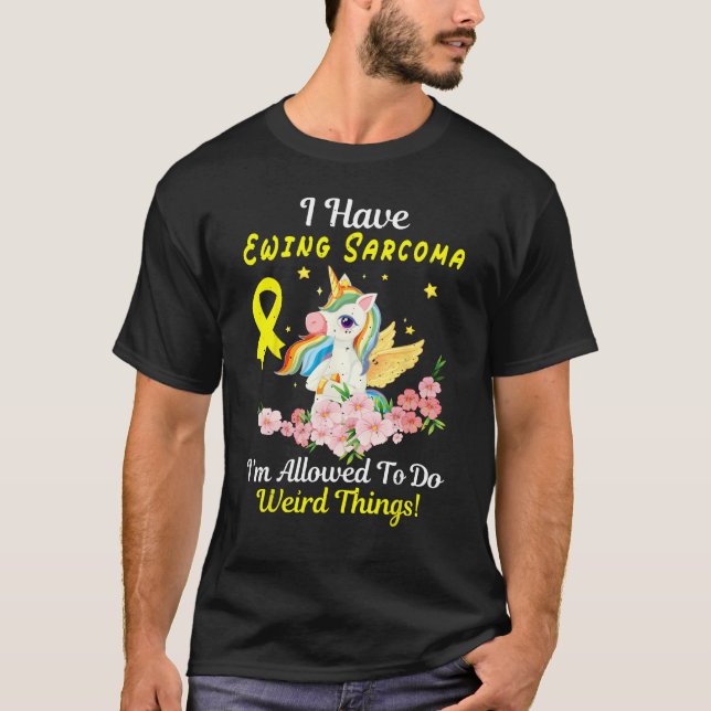 Camiseta Ewing Sarcoma Awareness  Unicorn Yellow Ribbon Sup (Frente)