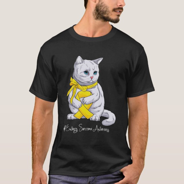 Camiseta Ewing Sarcoma Awarness Monge Yellow Ribbon Cat (Frente)
