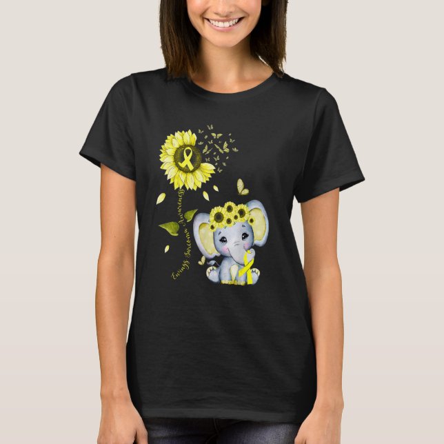 Camiseta Ewings Sarcoma Awareness Yellow Hippie Sunflower E (Frente)
