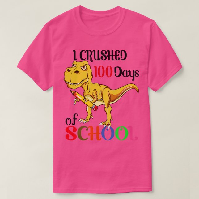 Camiseta Ex-dinossauro I esmagado 100 dias de escola (Frente do Design)