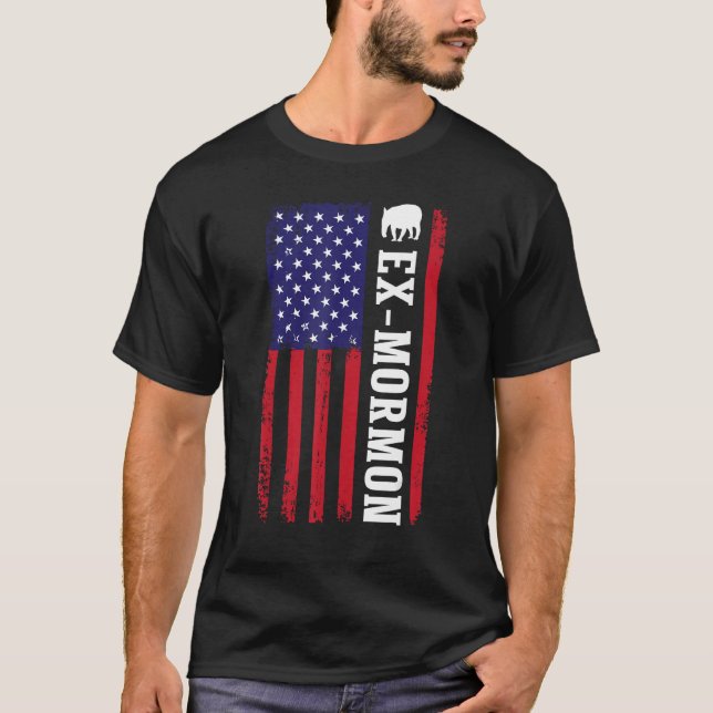 Camiseta Ex Mormon Tapir Exmo Patriotic Postmormon Anti LDS (Frente)