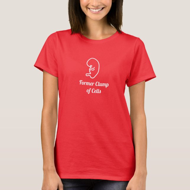 Camiseta Ex-Pilha de Células na Camisa-T da Mulher Vermelha (Frente)