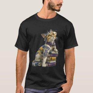Camiseta Examine As Páginas Gatinho Adorável De Livro Com Ó