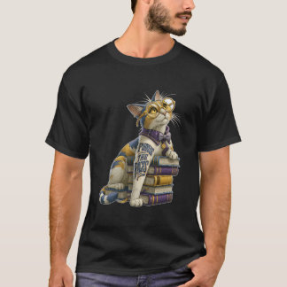 Camiseta Examine As Páginas Gatinho Adorável De Livro Com Ó