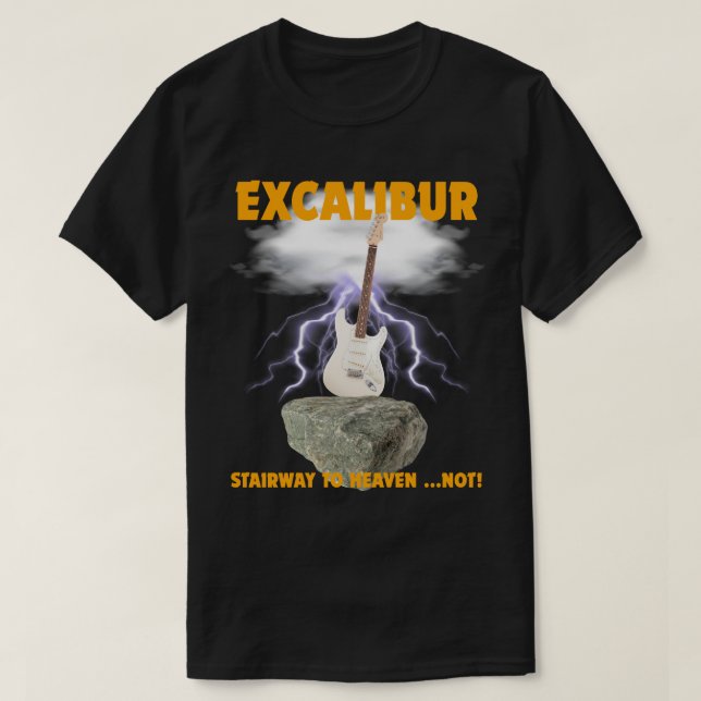 Camiseta Excalibur Wayne faz a ponte de saia para o céu (Frente do Design)