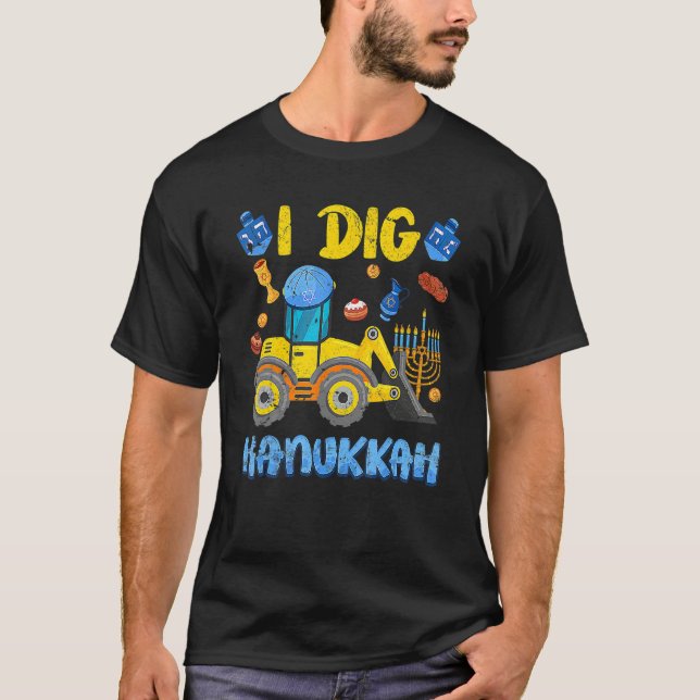 Camiseta Excavator Construction I Dig Hanukkah Toddler Boys (Frente)