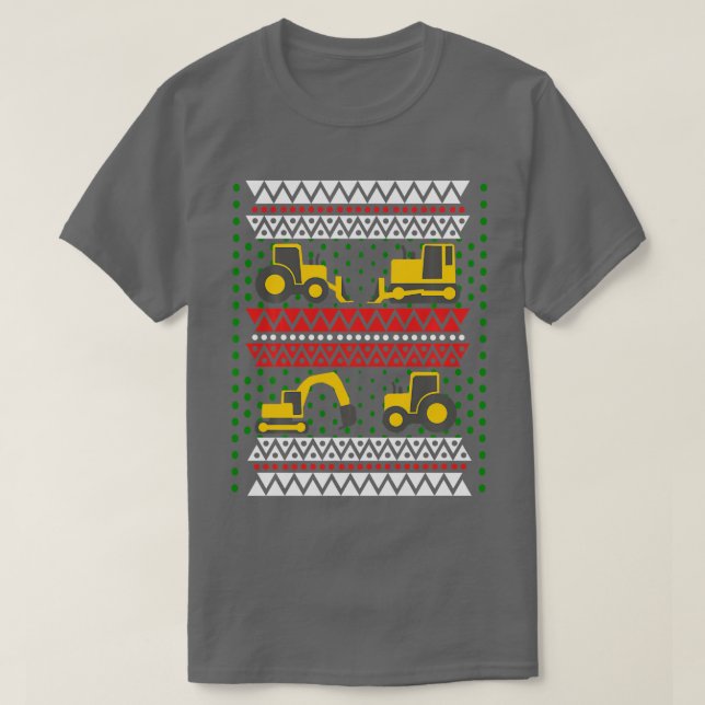 Camiseta Excavator Trator Bulldozer Moletador de Natal Feio (Frente do Design)