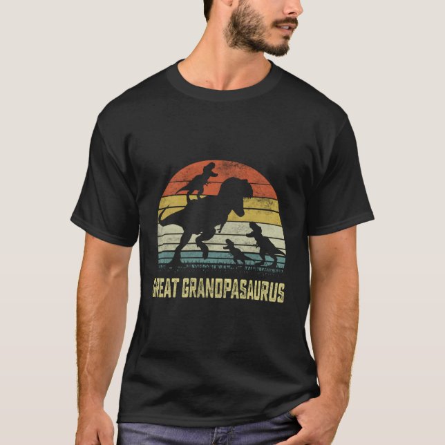 Camiseta Excelente Avô Saurus T Rex Dinossaur Avô 3 Fami (Frente)
