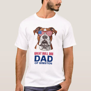 Camiseta Excelente Bull Dog Pai 4 de julho Bandeira America